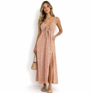 Abercrombie & Fitch Cinched Midi Dress Side Slit Size Small Tall Slip Dress